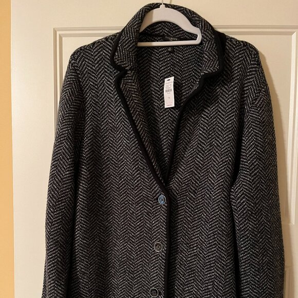 PRICE DROP Talbots NWT Black/White 100% Merino Wool Sweater Blazer 1X=14W-16W - Picture 1 of 5